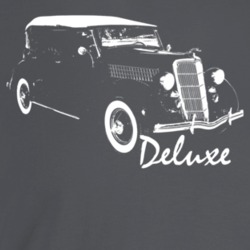 1935 Deluxe Phaeton Three Quarter Angle View With Model Name Dark Colo