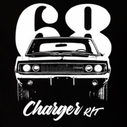 1968 Charger Rt Grill View With Year And Model Dark Color T Shirt