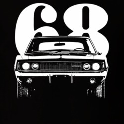 1968 Charger Rt Grill View With Year Dark Color T Shirt