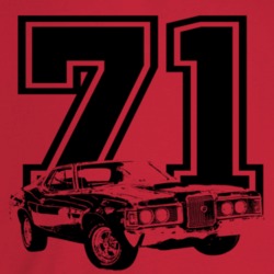 1971 Cougar Three Quarter Angle View With Year Light Color T Shirt