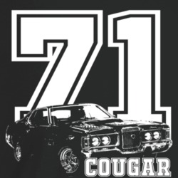 1971 Cougar Three Quarter Angle View With Year And Model Name Dark Col
