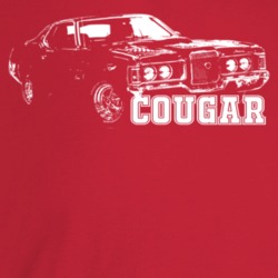 1971 Cougar Three Quarter Angle View With Model Name Dark Color T Shir