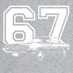 1967 Cougar Three Quarter Angle View With Year Light Color T Shirt