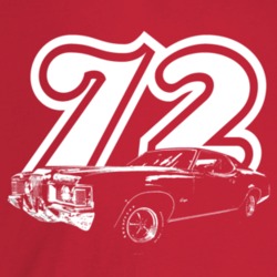 1972 Cougar Three Quarter Angle View With Year Dark Color T Shirt