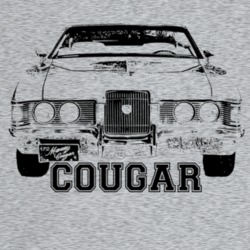 1972 Cougar Grill View With Model Light Color T Shirt