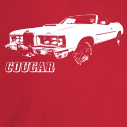1973 Cougar Three Quarter Angle View With Model Name Dark Color T Shir