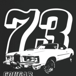 1973 Cougar Three Quarter Angle View With Year And Model Name Dark Col