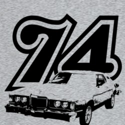 1974 Cougar Three Quarter Angle View With Year Light Color T Shirt