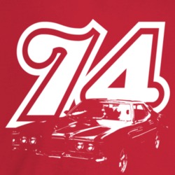 1974 Cougar Three Quarter Angle View With Year Dark Color T Shirt