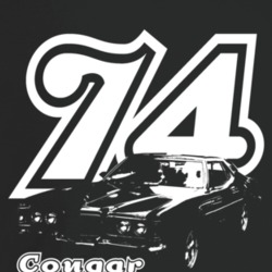 1974 Cougar Three Quarter Angle View With Year And Model Name Dark Col
