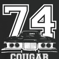 1974 Cougar Grill View With Year And Model Name Dark Color T Shirt