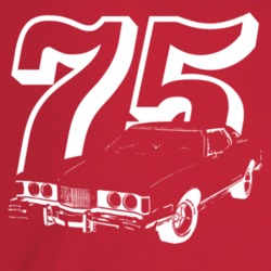 1975 Cougar Three Quarter Angle View With Year Dark Color T Shirt