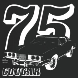 1975 Cougar Three Quarter Angle View With Year And Model Name Dark Col