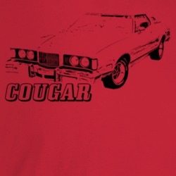1975 Cougar Three Quarter Angle View With Model Name Light Color T Shi