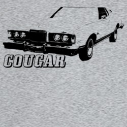 1976 Cougar Three Quarter Angle View With Model Name Light Color T Shi