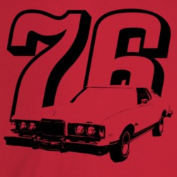 1976 Cougar Three Quarter Angle View With Year Light Color T Shirt