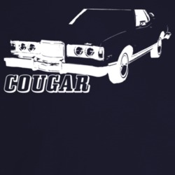 1976 Cougar Three Quarter Angle View With Model Name Dark Color T Shir