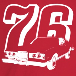 1976 Cougar Three Quarter Angle View With Year Dark Color T Shirt