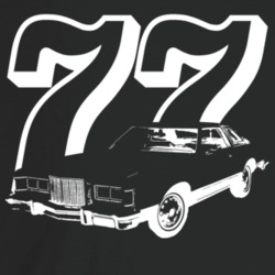 1977 Cougar Three Quarter Angle View With Year Dark Color T Shirt