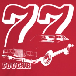 1977 Cougar Three Quarter Angle View With Year And Model Name Dark Col
