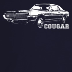 1967 Cougar Three Quarter Angle View With Model Name Dark Color T Shir