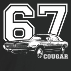 1967 Cougar Three Quarter Angle View With Year And Model Name Dark Col