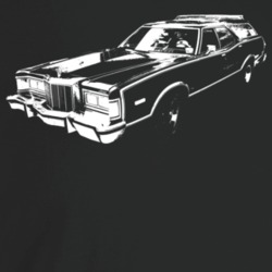 1977 Cougar Villager Wagon Three Quarter Angle View Dark Color T Shirt