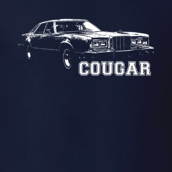 1978 Cougar Three Quarter Angle View With Model Name Dark Color T Shir