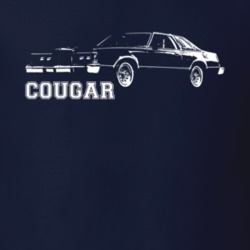 1979 Cougar Three Quarter Angle View With Model Name Dark Color T Shir