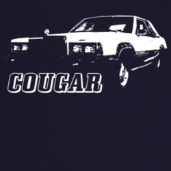 1980 Cougar Three Quarter Angle View With Model Name Dark Color T Shir