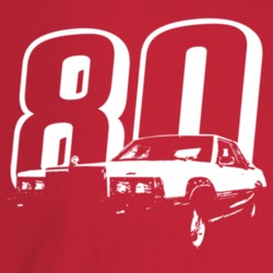 1980 Cougar Three Quarter Angle View With Year Dark Color T Shirt