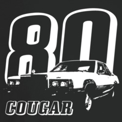 1980 Cougar Three Quarter Angle View With Year And Model Name Dark Col