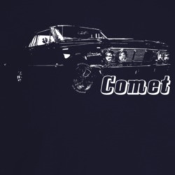 1963 Comet Three Quarter Angle View With Model Name Dark Color T Shirt