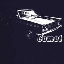 1964 Comet Three Quarter Angle View With Model Name Dark Color T Shirt