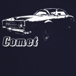 1968 Comet Three Quarter Angle View With Model Name Dark Color T Shirt