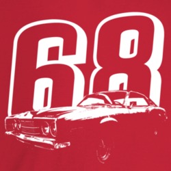 1968 Comet Three Quarter Angle View With Year Dark Color T Shirt