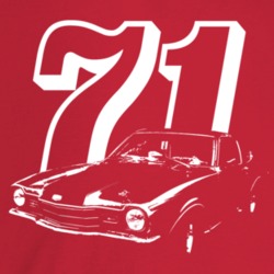 1971 Comet Three Quarter Angle View With Year Dark Color T Shirt