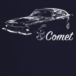 1972 Comet Three Quarter Angle View With Model Name Dark Color T Shirt
