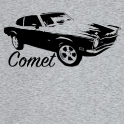 1973 Comet Three Quarter Angle View With Model Name Light Color T Shir