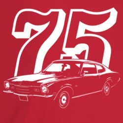 1975 Comet Three Quarter Angle View With Year Dark Color T Shirt