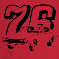 1976 Comet Three Quarter Angle View With Year Light Color T Shirt
