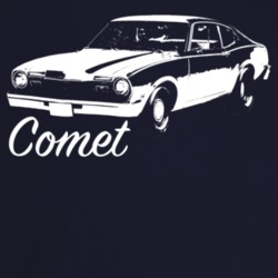 1976 Comet Three Quarter Angle View With Model Name Dark Color T Shirt