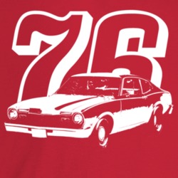 1976 Comet Three Quarter Angle View With Year Dark Color T Shirt