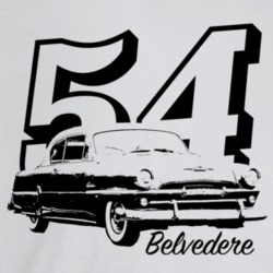 1954 Belvedere Three Quarter Angle View With Year And Model Name Light