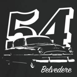 1954 Belvedere Three Quarter Angle View With Year And Model Name Dark 