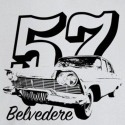 1957 Belvedere Three Quarter Angle View With Year And Model Name Light