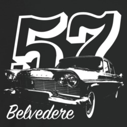 1957 Belvedere Three Quarter Angle View With Year And Model Name Dark 