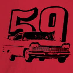 1959 Belvedere Three Quarter Angle View With Year Light Color T Shirt