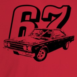 1967 Belvedere Three Quarter Angle View With Year Light Color T Shirt