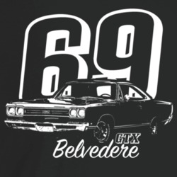 1969 Belvedere Gtx Three Quarter Angle View With Year And Model Name D